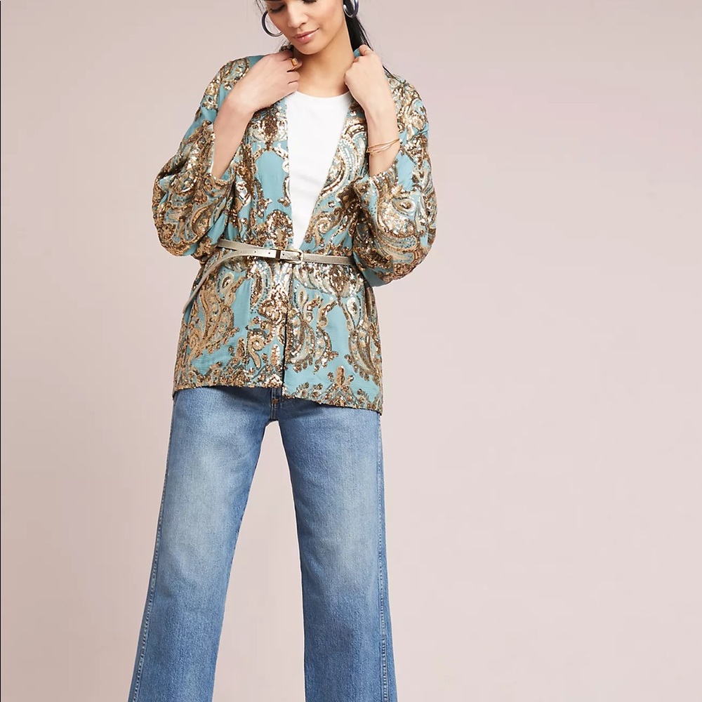 Never worn gold sequined kimono